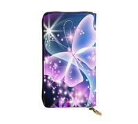 Kfjghhl Blue Purple Butterfly Women's Wallet Large Capacity Ladies Card Phone Holder RFID Blocking Wristlet Leather Her