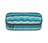 Kfjghhl Blue Wave Stripe Pencil Case Large Girls Boys Cute Pencil Case Secondary Big Capacity Zipper Compartments