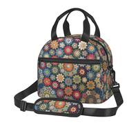 Kfjghhl Bohemian Flower Lunch Bag for Women Wide Open Portable Lunch Tote Pocket Thermal Lunch Adults Picnic Beach