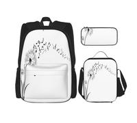 Kfjghhl Botanical Flying Music Notes Pencil Case Backpack Lunch Bag Boys Girls School Bookbag Set College Laptop Student Summer