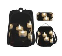 Kfjghhl Candle Pencil Case Backpack Lunch Bag Boys Girls School Bookbag Set College Laptop Student Summer
