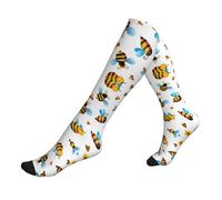 Kfjghhl Cartoon Bee Pattern Compression Socks Men Women Sports Running Flying Work Flying Nursing Flight Travel Gifts