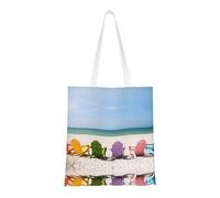 Kfjghhl Chairs Beside The Blue Sea Sky Canvas Totes Strong Student Shoulder Handle Bag Lightweight Back To School Season Teacher