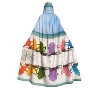Kfjghhl Chairs Beside The Blue Sea Sky Halloween Cape Golden Hooded Cloak Full Length Robe Cape Halloween Costume Cosplay Party