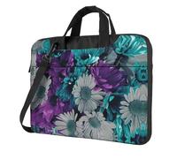 Kfjghhl Classic Purple And Teal Flowers Laptop Bag Briefcase Pad Notebook Compartment Elegant Business Bag Separate Office