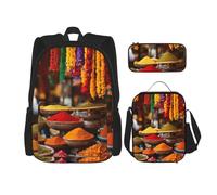 Kfjghhl Condiments Spices Pencil Case Backpack Lunch Bag Boys Girls School Bookbag Set College Laptop Student Summer