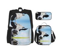 Kfjghhl Cow Patterns Pencil Case Backpack Lunch Bag Boys Girls School Bookbag Set College Laptop Student Summer