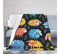 Kfjghhl Cute Colorful Sheep Cartoon Pattern Fleece Throw Blanket Bed Super Soft Warm Sofa Throw Blanket Bedspread Polar Fleece Blanket