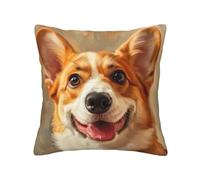 Kfjghhl Cute Corgi Throw Pillow Covers Decorative Case Soft Square Cushion Pillowcase Farmhouse Couch Pillow