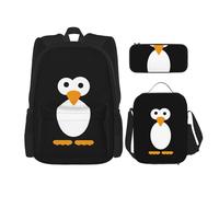 Kfjghhl Cute Penguin Pencil Case Backpack Lunch Bag Boys Girls School Bookbag Set College Laptop Student Summer