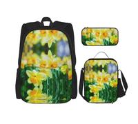 Kfjghhl Daffodil Flower Pencil Case Backpack Lunch Bag Boys Girls School Bookbag Set College Laptop Student Summer