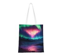 Kfjghhl Dark Northern Lights Canvas Totes Strong Student Shoulder Handle Bag Lightweight Back To School Season Teacher