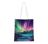 Kfjghhl Dark Northern Lights Canvas Totes Strong Student Shoulder Handle Bag Lightweight Back To School Season Teacher
