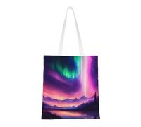 Kfjghhl Dark Northern Lights Canvas Totes Strong Student Shoulder Handle Bag Lightweight Back To School Season Teacher
