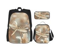 Kfjghhl Dragonfly and Flower Pencil Case Backpack Lunch Bag Boys Girls School Bookbag Set College Laptop Student Summer
