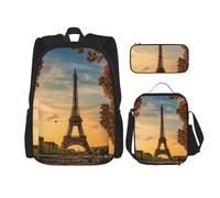 Kfjghhl Eiffel Tower Paris Autumn Pencil Case Backpack Lunch Bag Boys Girls School Bookbag Set College Laptop Student Summer