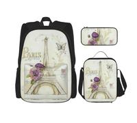 Kfjghhl Eiffel Tower Pencil Case Backpack Lunch Bag Boys Girls School Bookbag Set College Laptop Student Summer