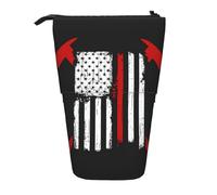 Kfjghhl Firefighter American Flag Pencil Case Girl Large Lightweight Holder Students Adults Boy Presents Kid Stand Up Pencil