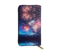 Kfjghhl Fireworks Women's Wallet Large Capacity Ladies Card Phone Holder RFID Blocking Wristlet Leather Her