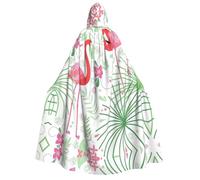 Kfjghhl Floral Flamingo Botany Halloween Cape Golden Hooded Cloak Full Length Robe Cape Halloween Costume Cosplay Party