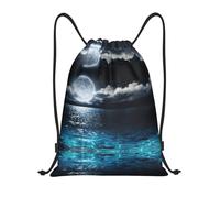 Kfjghhl Full Moon And Foggy Clouds With Turquoise Drawstring Backpack Bag Sport Sackpack Bulk Cinch Gym Bag Women Men Children Outdoor Sport