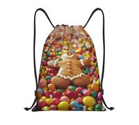 Kfjghhl Gingerbread Man Candy Drawstring Backpack Bag Sport Sackpack Bulk Cinch Gym Bag Women Men Children Outdoor Sport