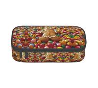 Kfjghhl Gingerbread Man Candy Pencil Case Large Girls Boys Cute Pencil Case Secondary Big Capacity Zipper Compartments