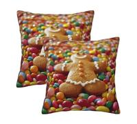 Kfjghhl Gingerbread Man Candy Throw Pillow Covers Decorative Farmhouse Couch Pillow Case 45/50cm Square Cushion Pillcase