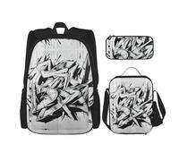 Kfjghhl Graffiti Drawing Pencil Case Backpack Lunch Bag Boys Girls School Bookbag Set College Laptop Student Summer