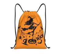 Kfjghhl Halloween Witch Flying Drawstring Backpack Bag Sport Sackpack Bulk Cinch Gym Bag Women Men Children Outdoor Sport