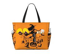 Kfjghhl Halloween Witch Flying Large Capacity Beach Travel Bag Tote Bag Women Pockets Laptop Purse Handbag Work Adult Gym
