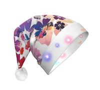 Kfjghhl Hawaiian Flower Print Led Christmas Hats Adult Festive Christmas Xmas Felt Santa Headband Fancy Dress Accessory