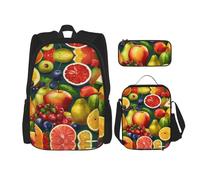 Kfjghhl Healthy Food Pencil Case Backpack Lunch Bag Boys Girls School Bookbag Set College Laptop Student Summer