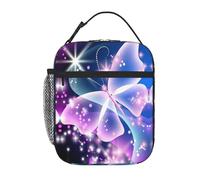 Kfjghhl Insulated Blue Purple Butterfly Lunch Bag Women Adult Work Cool Bag Lunch Box Tote Bags School Picnic Travel BBQ
