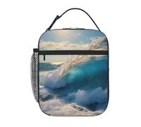 Kfjghhl Insulated Ocean Sea Wave Lunch Bag Women Adult Work Cool Bag Lunch Box Tote Bags School Picnic Travel BBQ