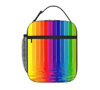Kfjghhl Insulated Rainbow Striped Lunch Bag Women Adult Work Cool Bag Lunch Box Tote Bags School Picnic Travel BBQ