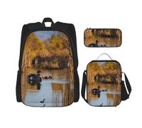 Kfjghhl Loon Nature Bird Pencil Case Backpack Lunch Bag Boys Girls School Bookbag Set College Laptop Student Summer