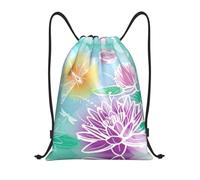 Kfjghhl Lotus And Dragonfly Drawstring Backpack Bag Sport Sackpack Bulk Cinch Gym Bag Women Men Children Outdoor Sport