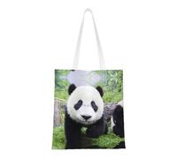 Kfjghhl Lovely Panda Walking On The Grassland Canvas Totes Strong Student Shoulder Handle Bag Lightweight Back To School Season Teacher