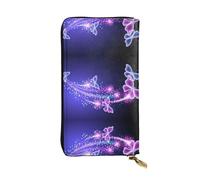 Kfjghhl Lovely Purple Butterfly Women's Wallet Large Capacity Ladies Card Phone Holder RFID Blocking Wristlet Leather Her