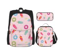 Kfjghhl Many Colored Ice Cream Pencil Case Backpack Lunch Bag Boys Girls School Bookbag Set College Laptop Student Summer