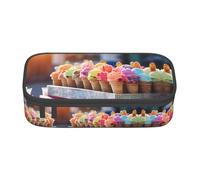Kfjghhl Many Colored Ice Cream Pencil Case Large Girls Boys Cute Pencil Case Secondary Big Capacity Zipper Compartments