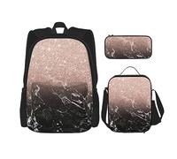 Kfjghhl Marble Color Rose Gold Pencil Case Backpack Lunch Bag Boys Girls School Bookbag Set College Laptop Student Summer