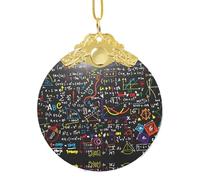 Kfjghhl Math Formula Hanging Glass Round Christmas Tree Sign Plaque Gift Friends Happy Xmas Gifts Home Dector