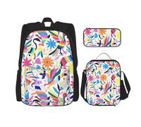 Kfjghhl Mexican Otomi Animals Pencil Case Backpack Lunch Bag Boys Girls School Bookbag Set College Laptop Student Summer