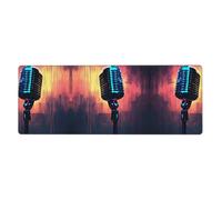Kfjghhl Microphone With Music Note Mouse Mat Large Mouse Pad 80x30x0.3cm Mousepad Desk Mat Gaming Mouse Rubber Base Table Pad