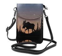 Kfjghhl Moose Mountain Pine Tree Wilderness Small Crossbody Bags For Women Lightweight Vegan Leather Cell Phone Purse Wallet Handbags