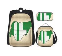 Kfjghhl Nigeria Flag Map02 Pencil Case Backpack Lunch Bag Boys Girls School Bookbag Set College Laptop Student Summer