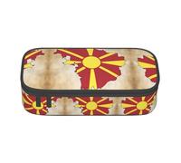 Kfjghhl Northern Macedonia Flag Map03 Pencil Case Large Girls Boys Cute Pencil Case Secondary Big Capacity Zipper Compartments