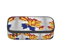 Kfjghhl Northern Macedonia Flag Map04 Pencil Case Large Girls Boys Cute Pencil Case Secondary Big Capacity Zipper Compartments